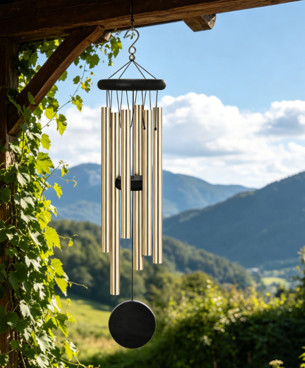 Memorial Outdoor Wind Chime, Garden Style, 6 Aluminium Alloy Tubes and Hook, for Home Decor